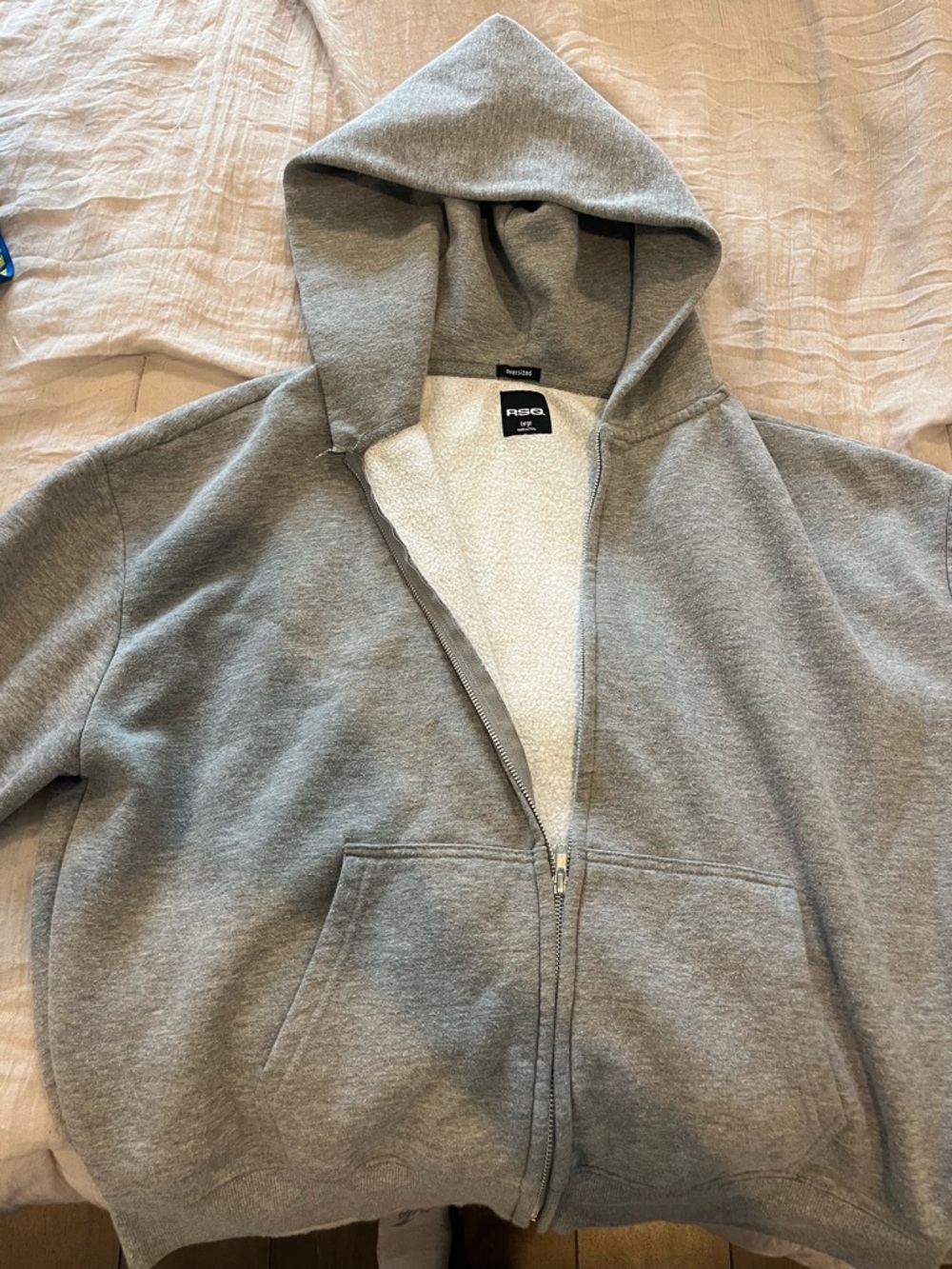 RSQ Gray Sherpa-Lined Full Zip Hoodie